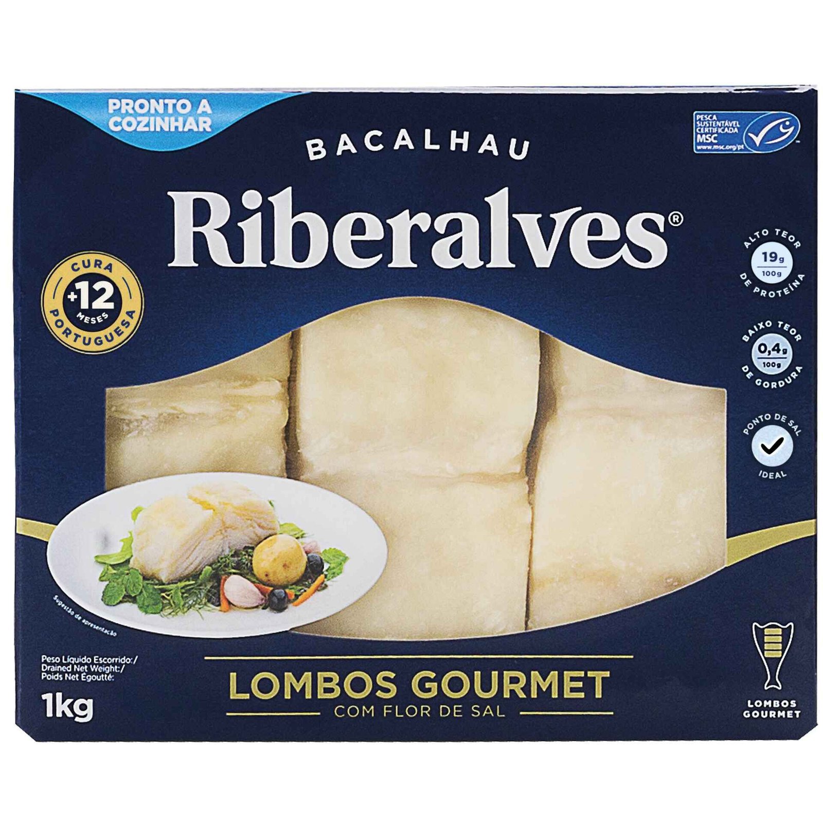 6364533-frente.jpg Lombos de Bacalhau 12 Meses de Cura MSC Gourmet Ultracongelado Riberalves - Image 1